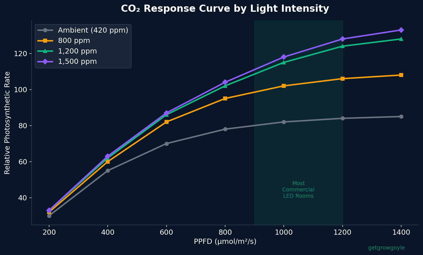 CO2 response curve by light intensity